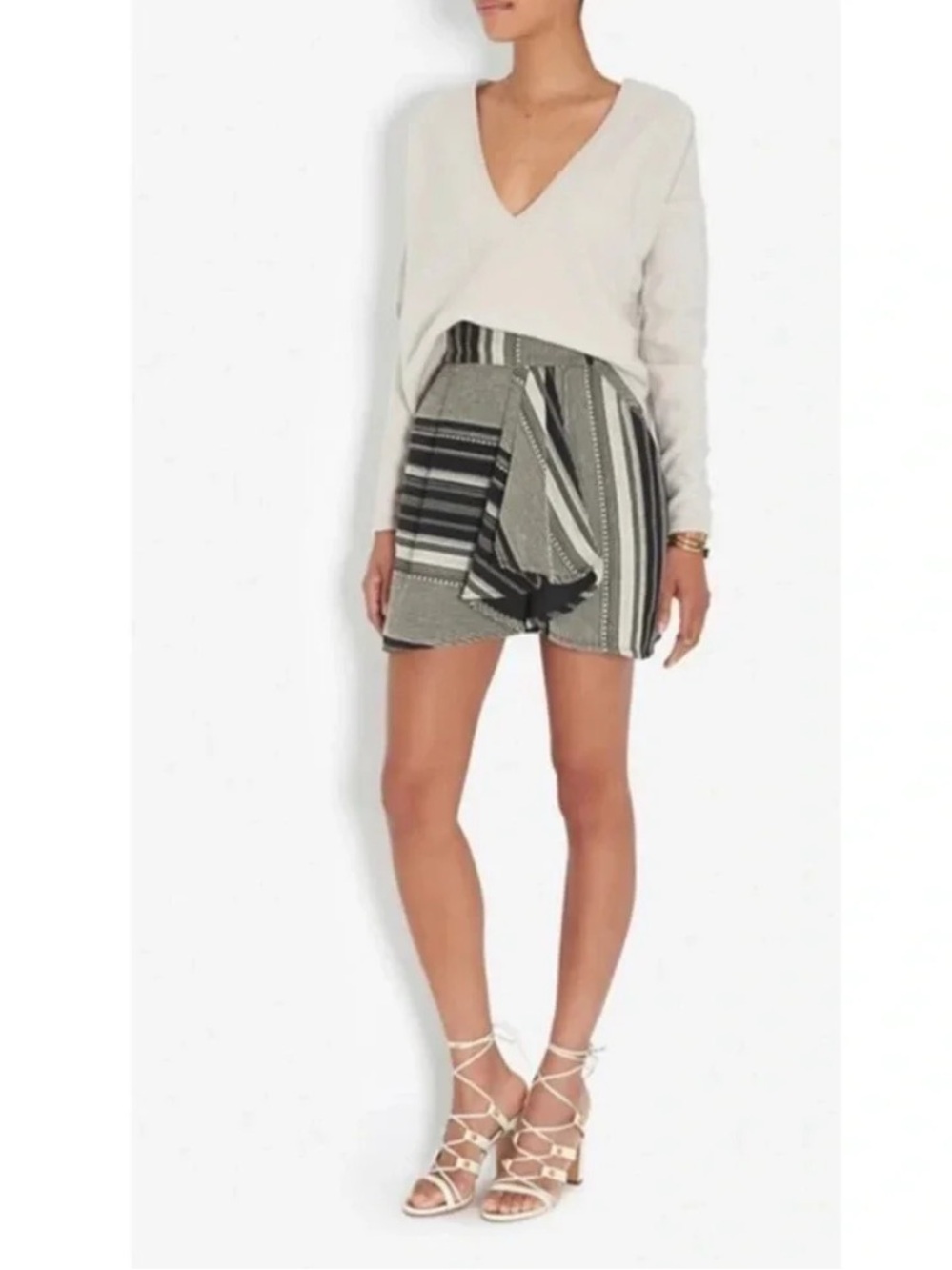 Marissa Webb Black and Cream Patterned Mini Skirt